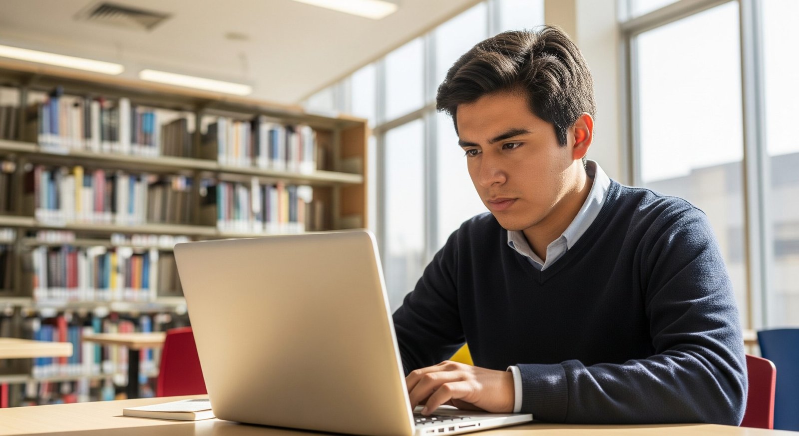 Estudiante revisando el Catálogo de Becas Erasmus Mundus en su laptop para postular a programas internacionales en Europa